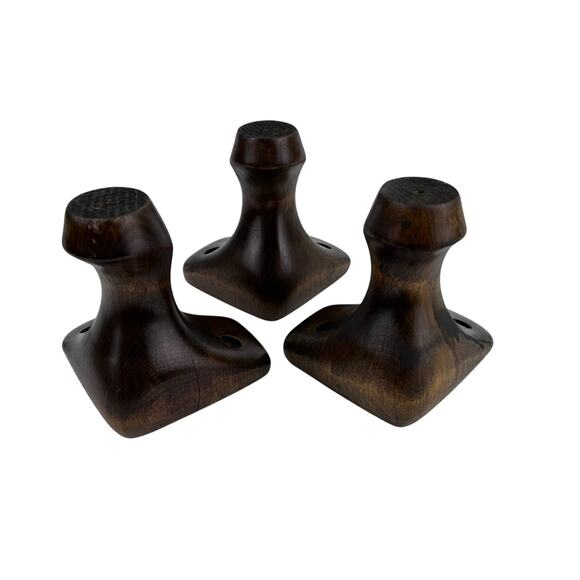 Vintage 3 Mid Century Modern Wooden Furniture Legs Tapered Corner Style 5" x 5" - Picture 3 of 7